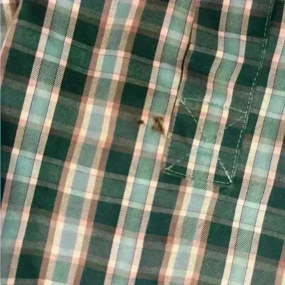 Duluth trading co wrinkle fighter Mens Green Plaid Long Sleeve Button down Sz Lg - Picture 3 of 4